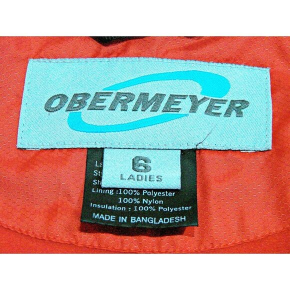 Womens Obermeyer Red Quilted Jacket Black Trim Gold Hardware Pockets Size 6 - Picture 5 of 12